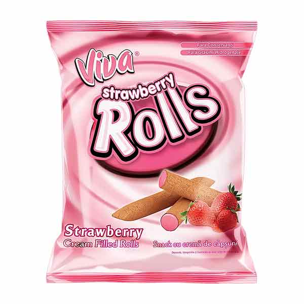 Viva Strawberry Cream Filled Rolls 100g