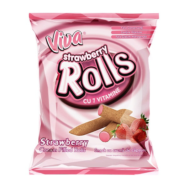 Viva Strawberry Cream Filled Rolls 100g