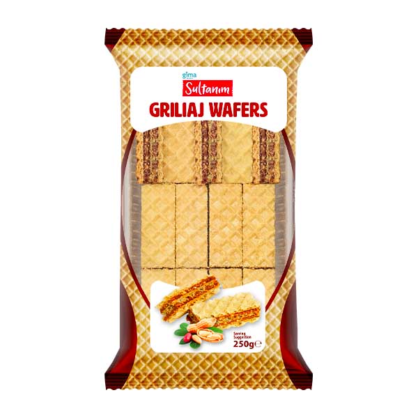 Sultanim Griliaj Wafers 250g — caramel nut griliaj layered wafer biscuits, available from Foodsklep with UK delivery