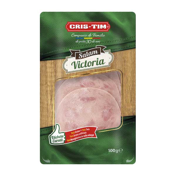Cristim Sliced Victoria Salami 100g — Romanian pre-sliced Victoria salami, available from Foodsklep with UK delivery