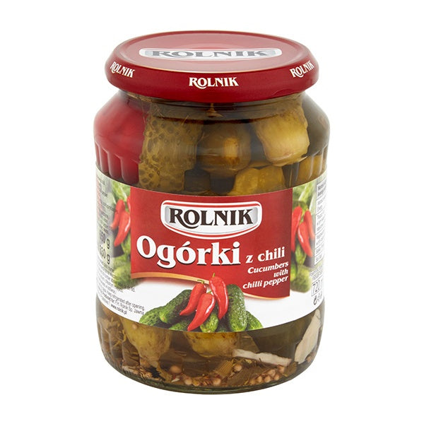 Rolnik Cucumbers with Chilli Peppers 720g