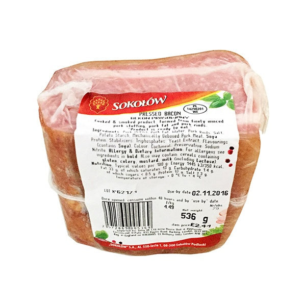Sokolow Pressed Bacon Approx. 450g