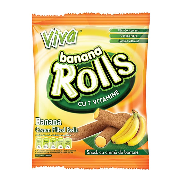Viva Banana Cream Filled Rolls 100g