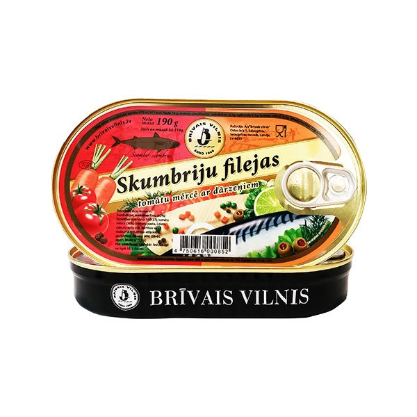 Brivais Fillets Mackerel in Tomato Sauce with Vegetables 190g