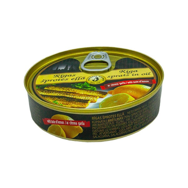 Brivais Smoked Riga Sprats in Oil with taste of Lemon 160g