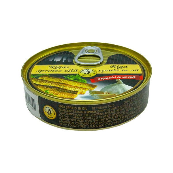 Brivais Smoked Riga Sprats in Oil with taste of Garlic 160g
