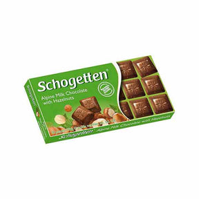 Schogetten Alpine Milk Chocolate with Hazelnuts 100g – available from Foodsklep with UK delivery