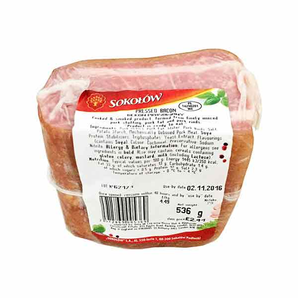 Sokolow Pressed Bacon Approx. 450g