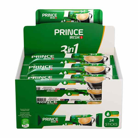 Devolli Prince Instant Coffee Irish 3in1 24x13.5g — instant coffee sachets box, available from Foodsklep with UK delivery