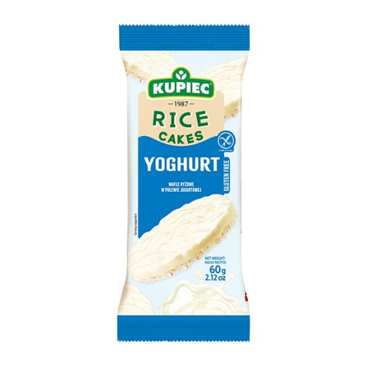 Kupiec Rice Cakes with Yoghurt 60g — light rice cakes with a creamy yoghurt coating, available from Foodsklep with UK delivery