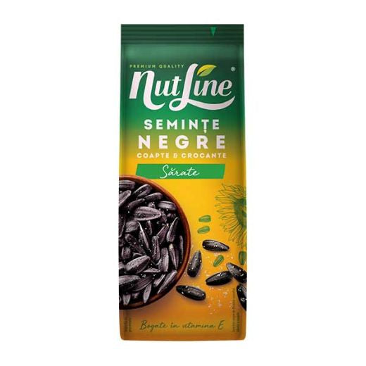 Nutline Black Seeds Salted 200g — roasted and salted black sunflower seeds, available from Foodsklep with UK delivery