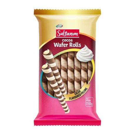 Sultanim Wafer Rolls with Cream Filling 150g — crispy cream filled wafer rolls, available from Foodsklep with UK delivery