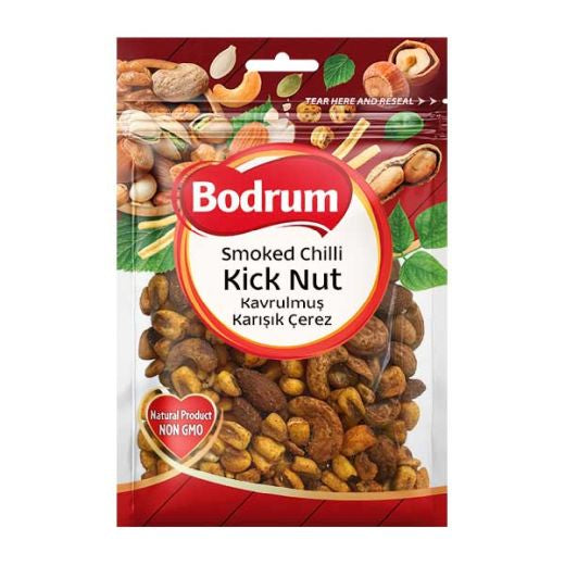 Bodrum Smoked Chilli Kick Nuts 150g — smoky chilli flavoured nuts in a 150g pack, available from Foodsklep with UK delivery