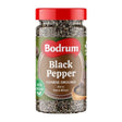 Bodrum Black Pepper Coarse Ground in Bottle 200g — bold coarse black pepper in a resealable bottle, available from Foodsklep with UK delivery
