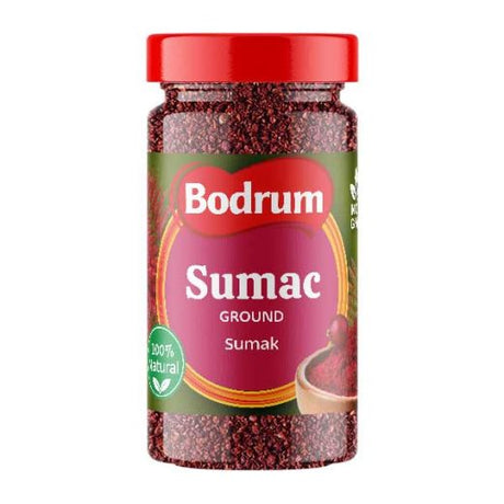 Bodrum Sumac Ground in Bottle 230g — tangy ground sumac spice in a resealable bottle, available from Foodsklep with UK delivery
