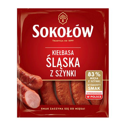 Sokolow Silesian with Ham 500g — Polish Silesian style cooked sausage with ham, available from Foodsklep with UK delivery