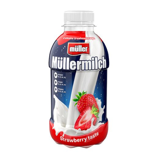 Muller Mullermilch Strawberry Flavour 400g — strawberry flavoured milk drink, available from Foodsklep with UK delivery