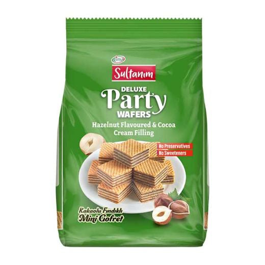 Sultanim Mini Wafers with Hazelnut Cream 150g — bite-sized hazelnut cream wafers, available from Foodsklep with UK delivery