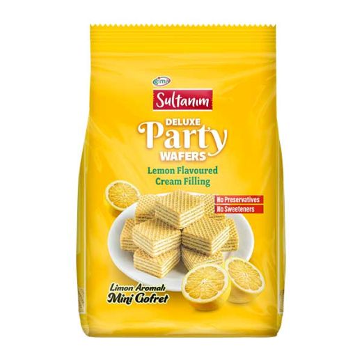 Sultanim Mini Wafers with Lemon Cream 150g — bite-sized lemon cream wafers, available from Foodsklep with UK delivery