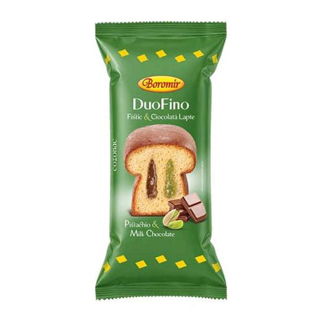 Boromir Cozonac Duo Fino Pistachio & Chocolate with Milk Cream 400g — Romanian sweet filled bread, available from Foodsklep with UK delivery
