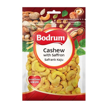 Bodrum Saffron Flavoured Cashew Nuts 150g — saffron seasoned cashew nuts, available from Foodsklep with UK delivery