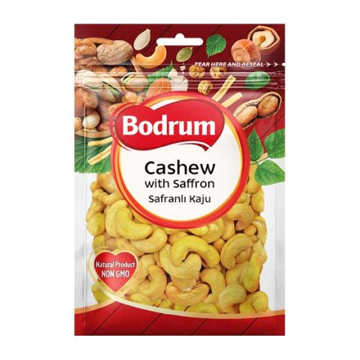 Bodrum Saffron Flavoured Cashew Nuts 150g — saffron seasoned cashew nuts, available from Foodsklep with UK delivery