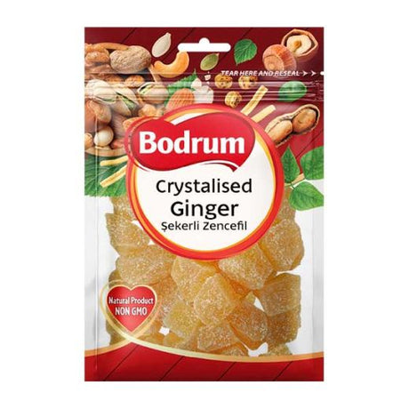 Bodrum Crystalised Ginger 200g — sugar-coated crystallised ginger pieces, available from Foodsklep with UK delivery