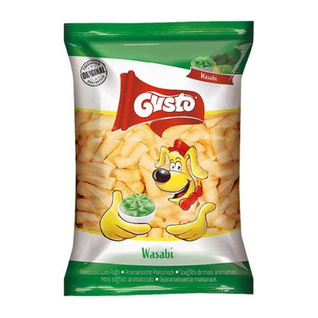 Gusto Wasabi Flavoured Corn Puffs 80g — wasabi seasoned corn puffs, available from Foodsklep with UK delivery
