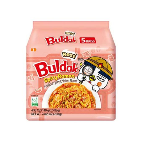 Samyang Buldak Rose Noodles 5x140g — Korean rose sauce instant noodles multipack, available from Foodsklep with UK delivery