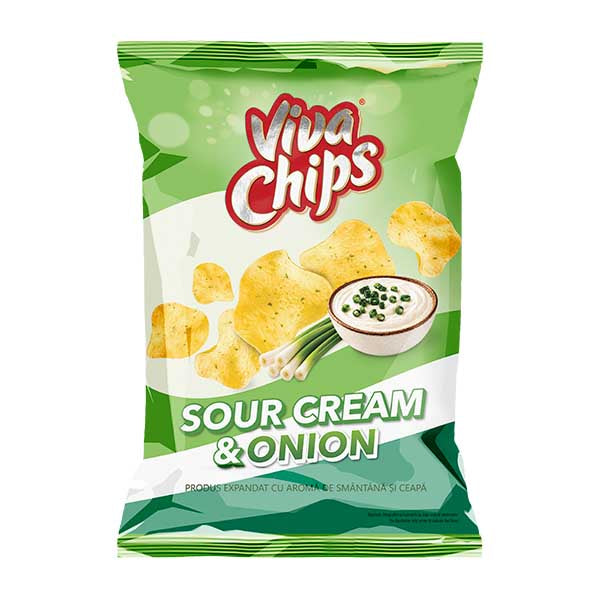 Viva Chips Sour Cream & Onion 100g — sour cream and onion flavoured potato crisps, available from Foodsklep with UK delivery