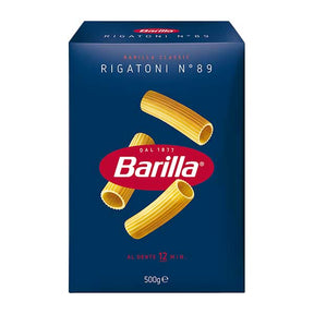 Barilla Pasta Rigatoni 500g — ridged tube Italian dried pasta, available from Foodsklep with UK delivery