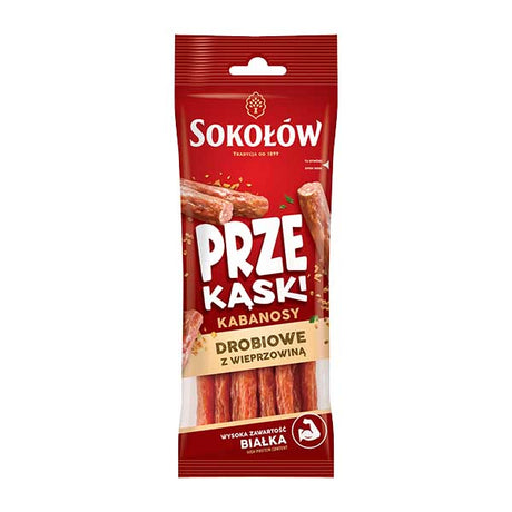 Sokolow Chicken & Pork Kabanos Snack Sticks 80g — Polish chicken and pork kabanos sticks, available from Foodsklep with UK delivery