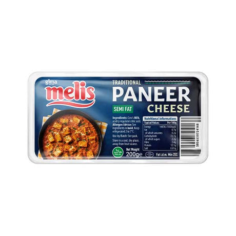 Melis Paneer Cheese 200g — firm fresh white paneer cheese, available from Foodsklep with UK delivery
