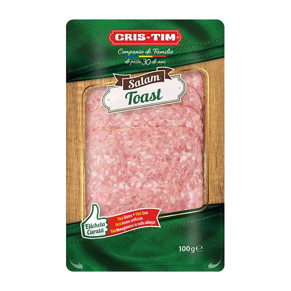 Cristim Sliced Toast Salami 100g — Romanian pre-sliced toast salami, available from Foodsklep with UK delivery