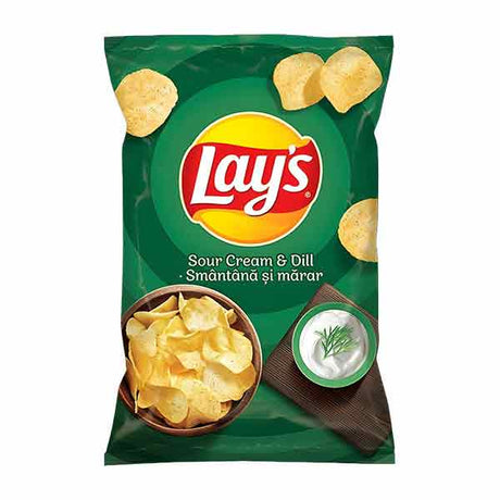Lays Sour Cream and Dill Crisps 125g — European herb crisp from Foodsklep