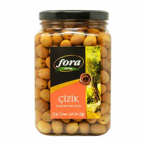 Fora Scratched Green Olives 1kg – available from Foodsklep with UK delivery