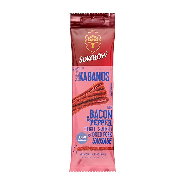 Sokolow Pork Kabanos with Bacon and Pepper 120g