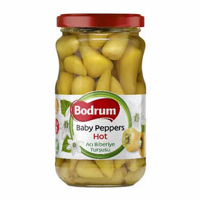 Bodrum Pickled Hot Baby Peppers 330g – available from Foodsklep with UK delivery