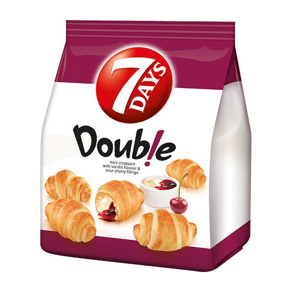 7 Days Double Mini Croissants with Sour Cherry & Vanilla Filling 185g