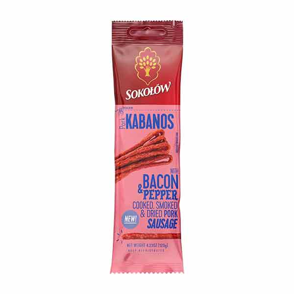 Sokolow Pork Kabanos with Bacon and Pepper 120g