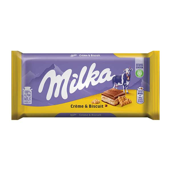 Milka Cream and Biscuit Chocolate 100g