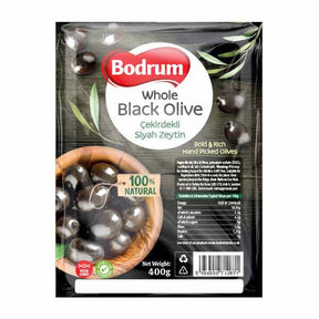 Bodrum Black Olives 400g – available from Foodsklep with UK delivery